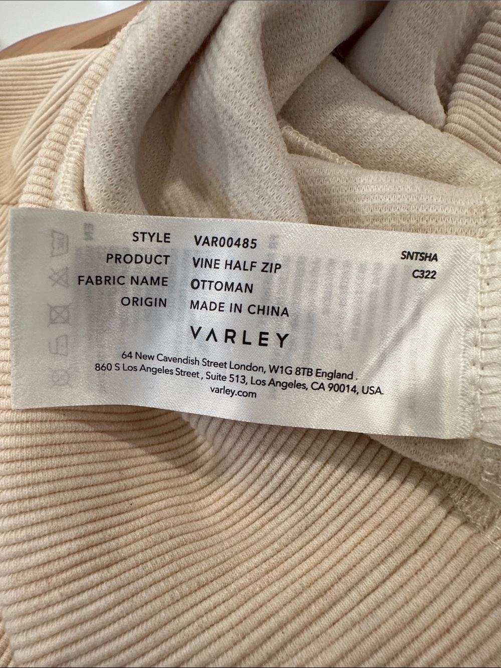 Varley Vine Cream Half-Zip Funnel Neck Pullover - Picture 5 of 6